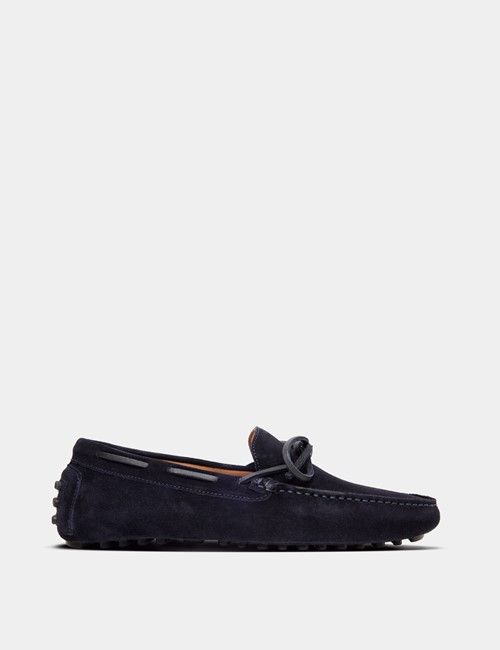Navy Italian Suede Driving Shoe