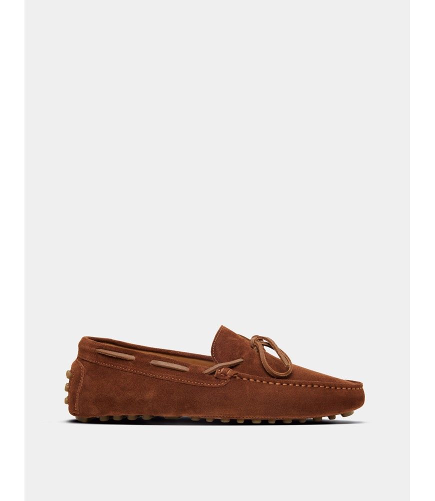 Men's Tan Italian Suede Driving Shoe| Hawes & Curtis