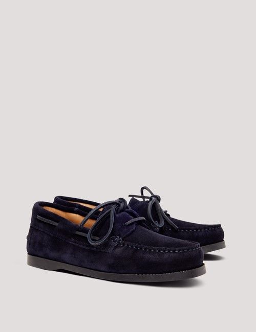 Navy Italian Suede Boat Shoe-preview