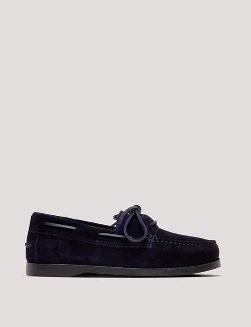 Navy Italian Suede Boat Shoe