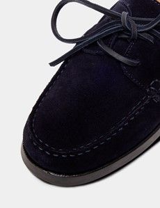 Navy Italian Suede Boat Shoe-preview5