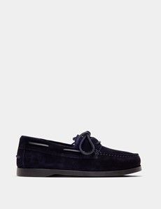 Navy Italian Suede Boat Shoe
