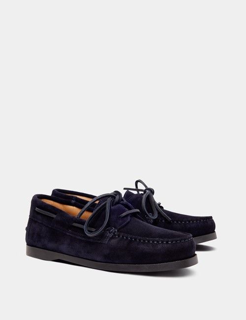 Navy Italian Suede Boat Shoe-preview