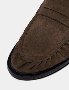 Taupe Ruched Suede Loafer