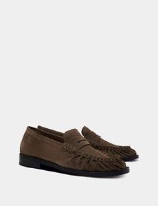 Taupe Ruched Suede Loafer
