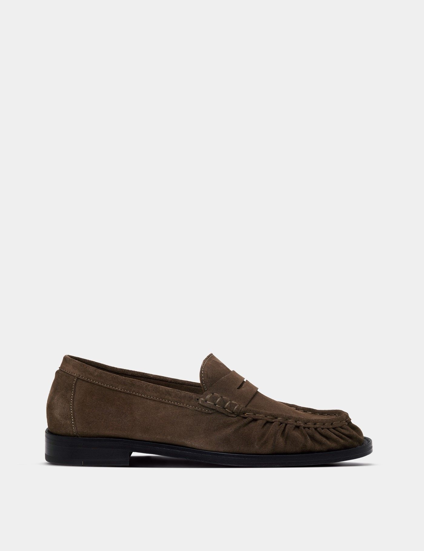 Taupe Ruched Suede Loafer