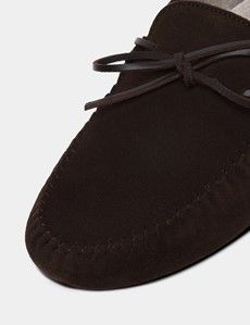 Chocolate Brown Moccasin Slippers