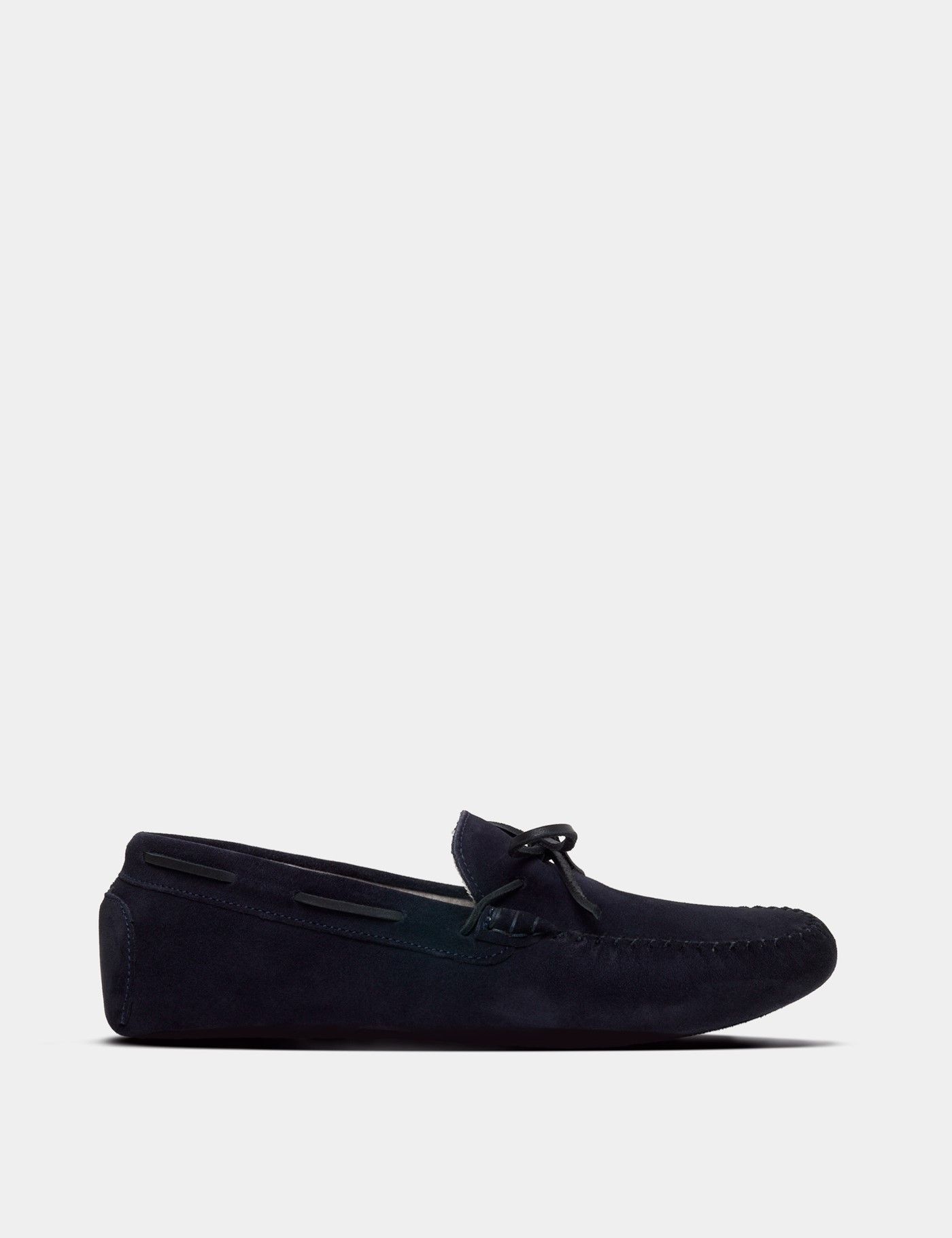 Men's Navy Moccasin Slippers | Hawes & Curtis