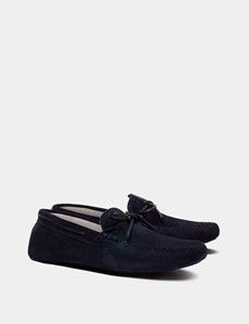 Navy Moccasin Slippers