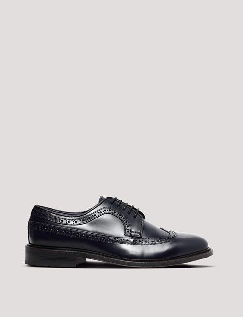 Black Leather Wingtip Brogue Shoe