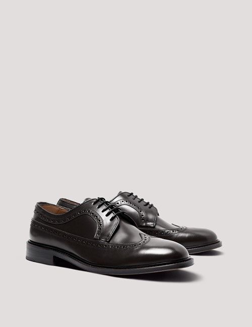 Black Leather Wingtip Brogue Shoe-preview