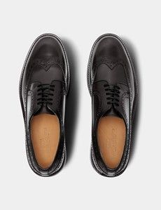 Black Leather Wingtip Brogue Shoe-preview4