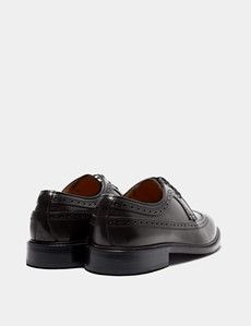 Black Leather Wingtip Brogue Shoe-preview2