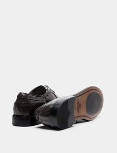 Black Leather Wingtip Brogue Shoe-preview3
