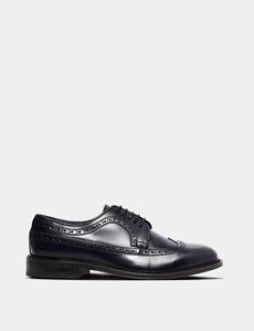 Black Leather Wingtip Brogue Shoe