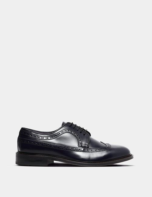 Black Leather Wingtip Brogue Shoe
