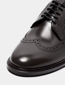 Black Leather Wingtip Brogue Shoe-preview5
