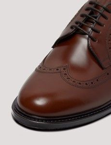 Tan Leather Wingtip Brogue Shoe-preview5