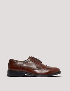 Tan Leather Wingtip Brogue Shoe