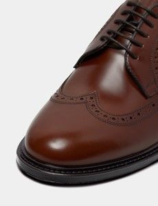 Tan Leather Wingtip Brogue Shoe-preview5