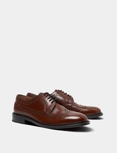 Tan Leather Wingtip Brogue Shoe-preview1