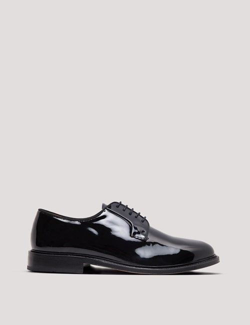 Black Italian Patent Leather Derby Dress Shoe