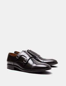 Brown Double Monk Strap Shoe-preview1