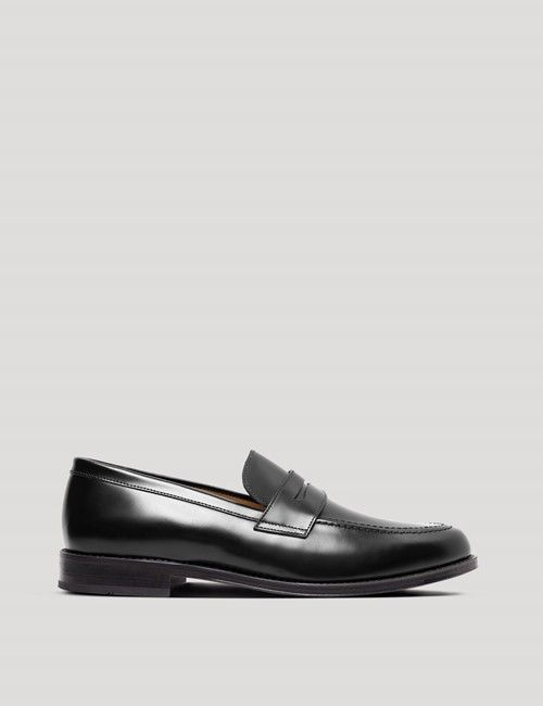 Black Leather Penny Loafer