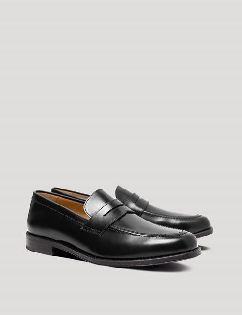 Black Leather Penny Loafer-preview