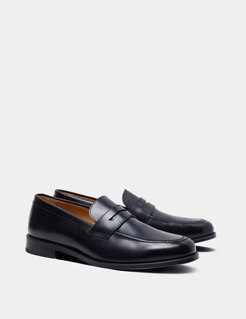 Black Leather Penny Loafer-preview