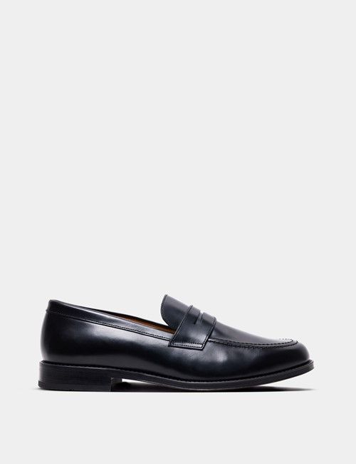 Black Leather Penny Loafer