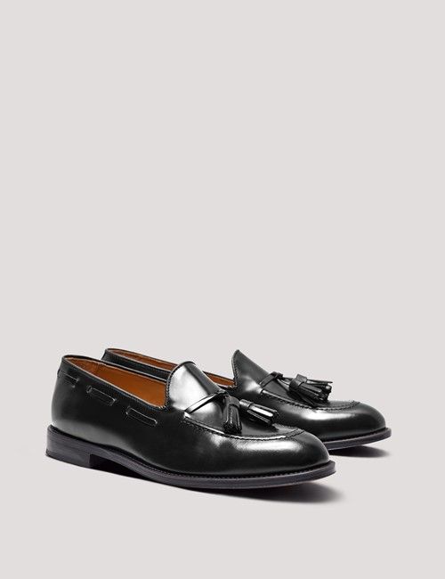 Black Leather Tassel Loafer-preview