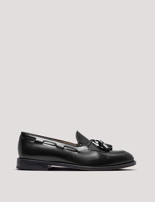 Black Leather Tassel Loafer