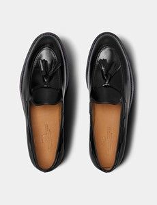 Black Leather Tassel Loafer-preview4