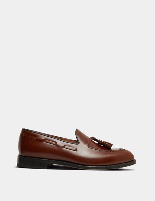 Tan Leather Tassel Loafer