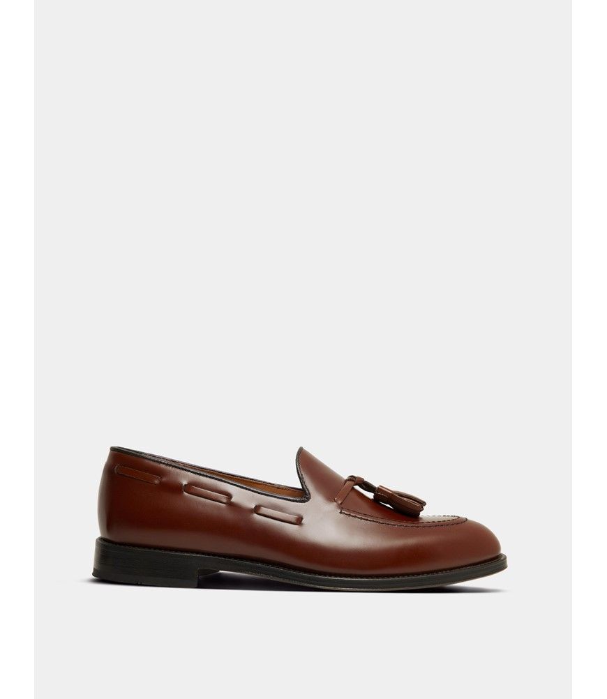 Men's Tan Leather Tassel Loafer | Hawes & Curtis