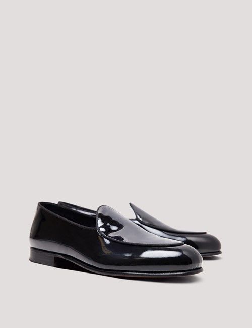 Black Italian Patent Leather Belgian Loafer-preview