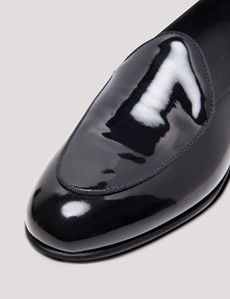 Black Italian Patent Leather Belgian Loafer-preview5