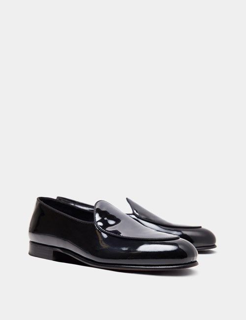 Black Italian Patent Leather Belgian Loafer-preview