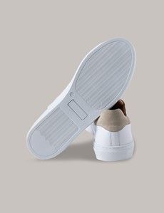 White & Beige Leather Sneakers-preview2