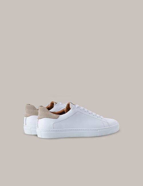 White & Beige Leather Sneakers-preview