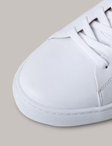White & Beige Leather Sneakers-preview4