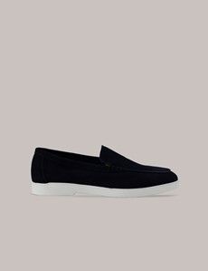 Men's Navy Suede Loafers | Hawes & Curtis