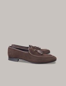 Brown Suede Tassel Loafers-preview1