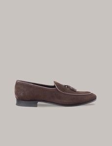 Brown Suede Tassel Loafers