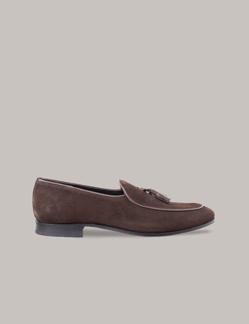 Brown Suede Tassel Loafers