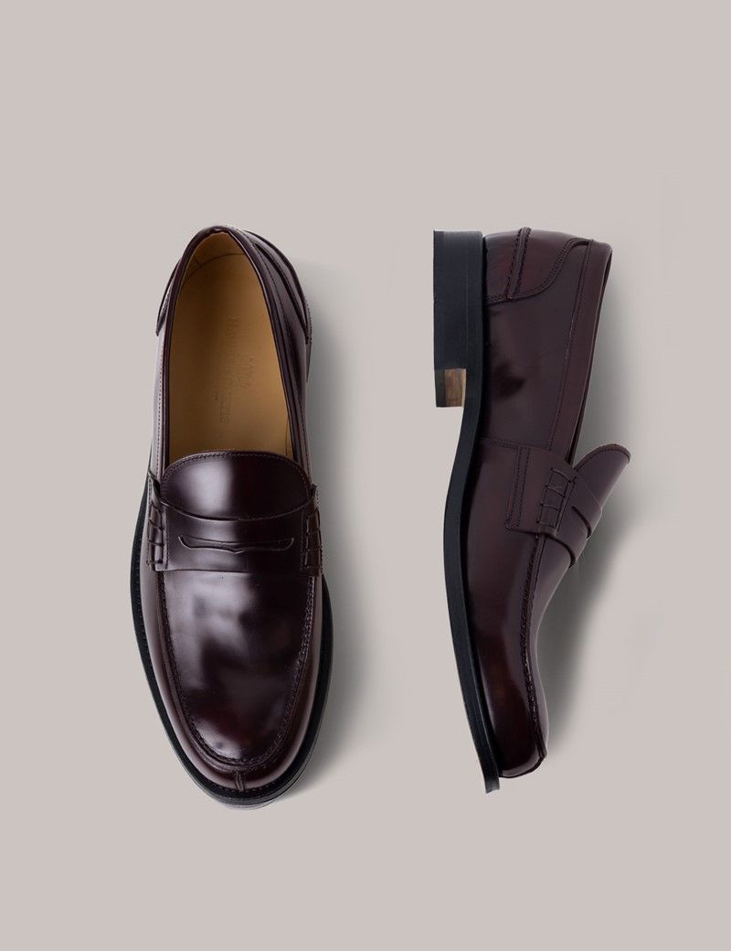 Men's Burgundy Formal Leather Slip-On Shoe | Hawes & Curtis