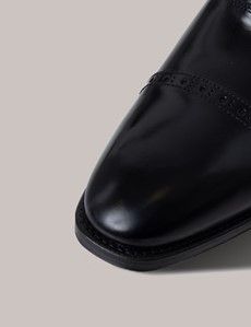Black Leather Semi Brogue Shoe-preview3