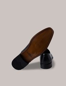 Black Leather Semi Brogue Shoe-preview5