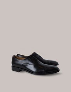 Black Leather Semi Brogue Shoe-preview1